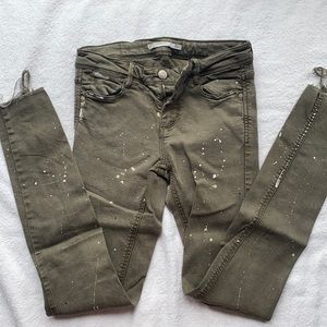Green paint splatter zara jeans!